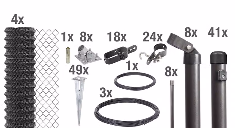 Recinzione in rete metallica Alberts 630867, set completo, con picchetti da infilare nel terreno, color antracite metallizzato, altezza 175 cm, lunghezza 100 m