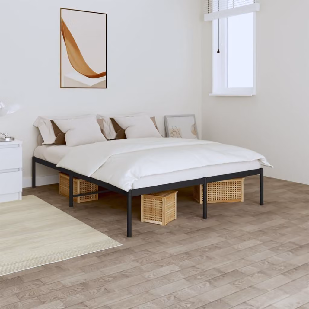 The Living Store Struttura letto in metallo nero 140x200 cm