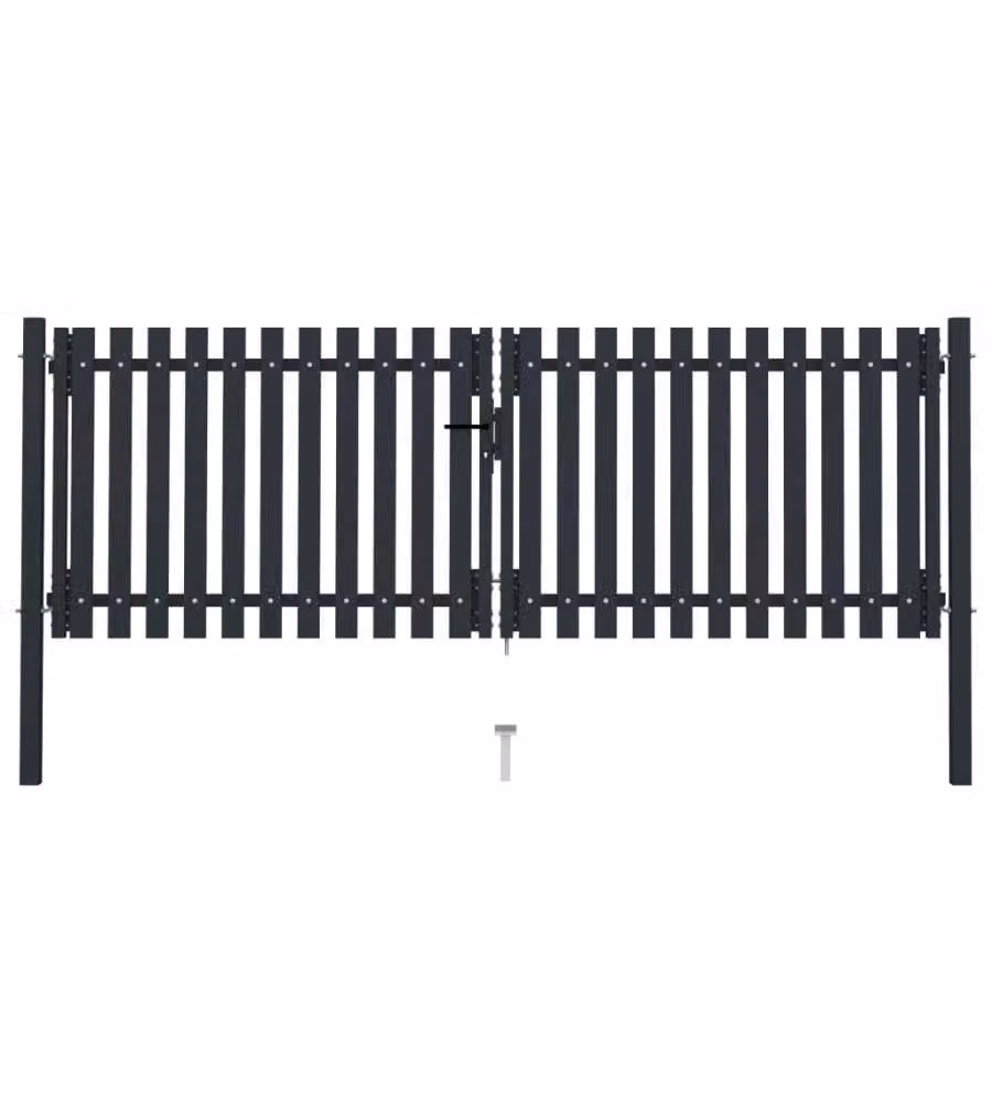 Cancello per Recinzione Doppio in Acciaio 306x150 cm Antracite