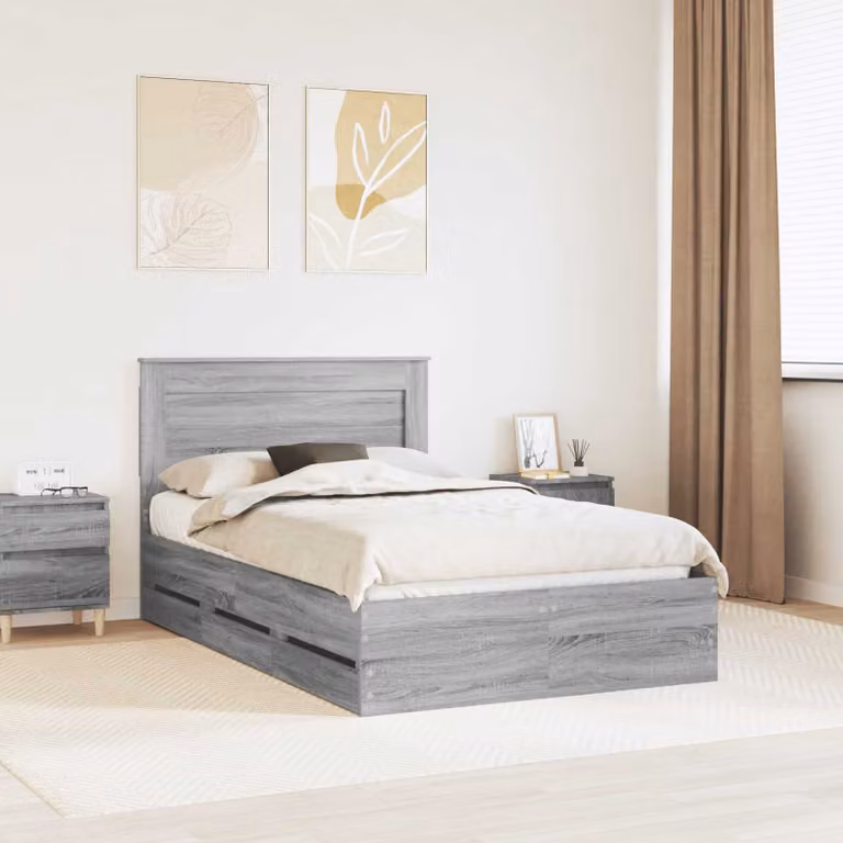 Struttura del letto con cassetto vidaXL in legno ingegnerizzato Grigio L/P: 120 x 200 cm