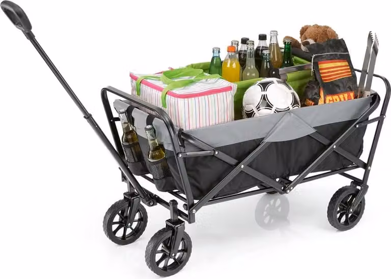 Carrello a mano EASYmaxx Carrello di trasporto con portata fino a 80 kg Pieghevole Robusto rivestimento in nylon Giunti girevoli a 360° Ruote anteriori Copertura Nero/grigio