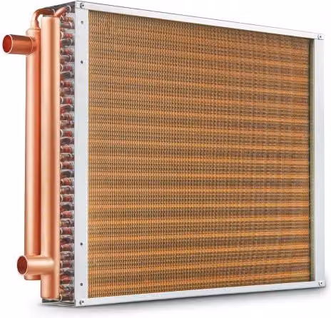 Scambiatore di calore acqua-aria VEVOR con alette in alluminio e porte in rame a 3 file da 3/8 pollici per riscaldamento e raffreddamento residenziale e forni a legna per esterni