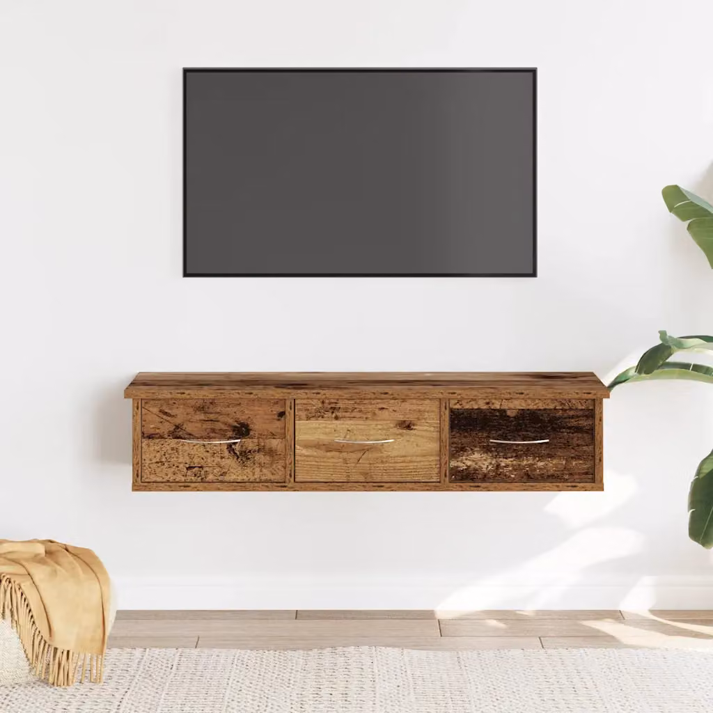 Mobile a parete vidaXL in legno antico marrone L 88 cm x P 26 cm x H 18,5 cm