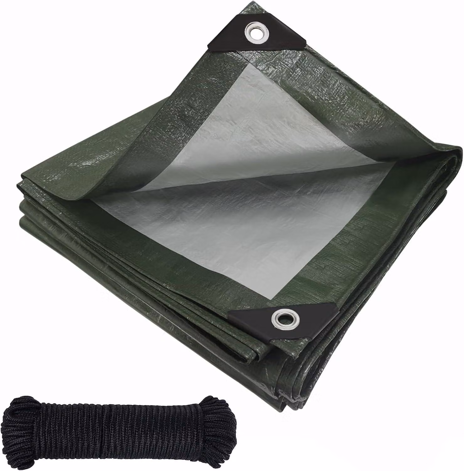 Telo di copertura 2x4 metri, 120 g/m², verde, resistente ai raggi UV, con occhielli, per uso in giardino