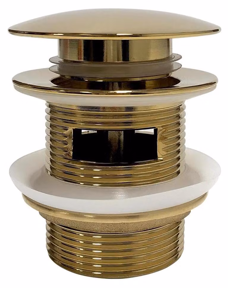 Scarico a pavimento – sistema click-clack con troppofilo – 6/4" – finitura dorata lucida