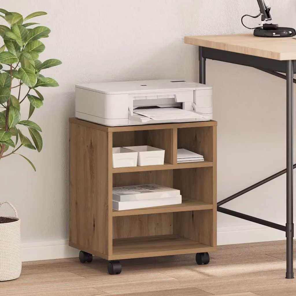 vidaXL Supporto per Stampante Moderno in Legno Marrone L 41 cm, P 32 cm, H 48 cm