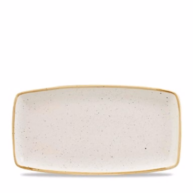 Piatto da portata oblungo in porcellana bianco stone, cm 35x19, 12 pezzi