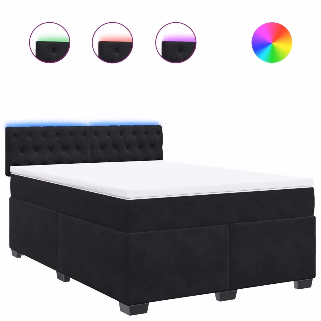Letto Ibrido vidaXL con Materasso Nero in Velluto e Struttura in Legno di Pino, L/P: 160 x 200 cm – 2