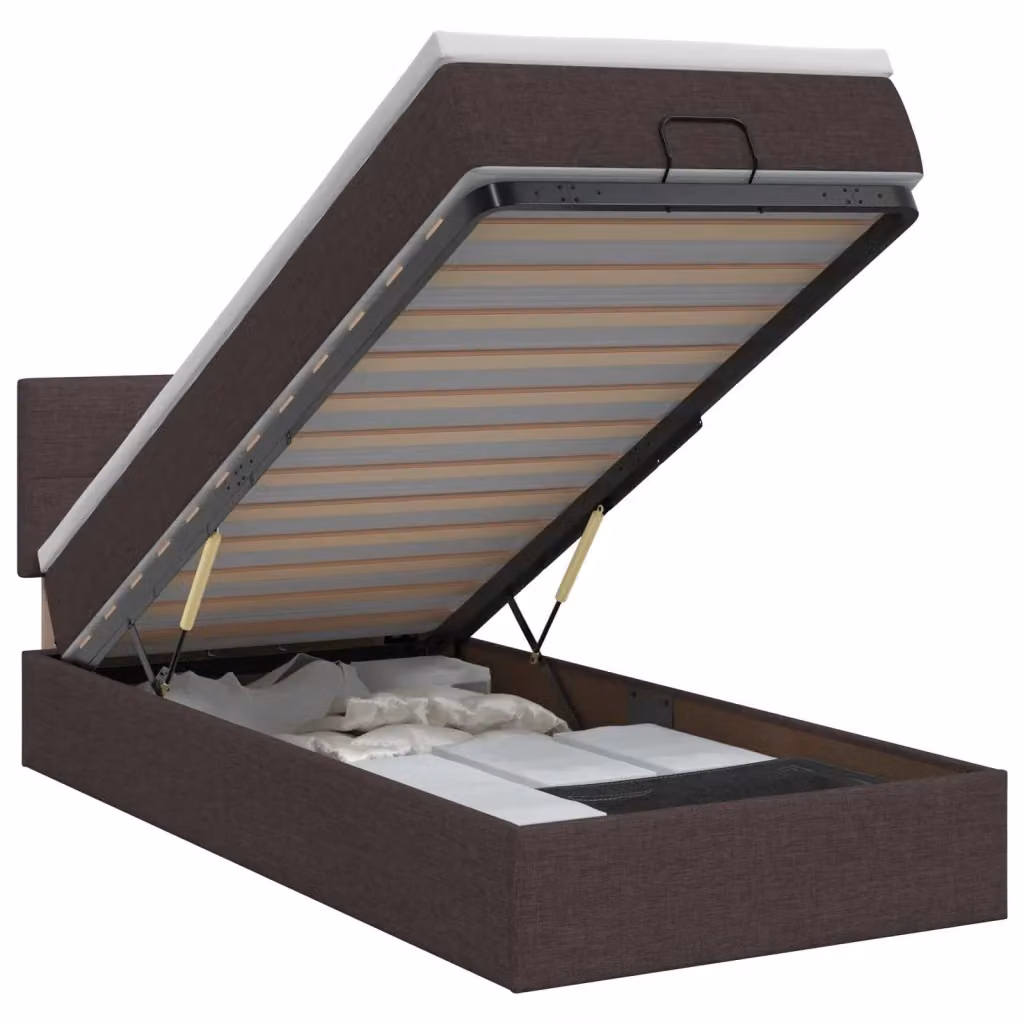 Letto ottomano moderno vidaXL con materasso incluso in tessuto marrone L/P/H: 190 x 90 x 40 cm – 2
