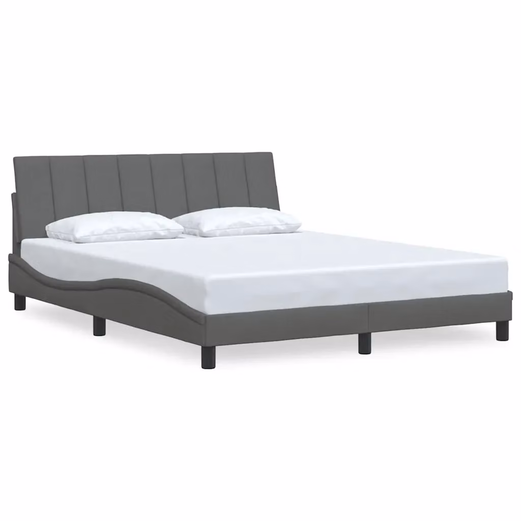 Giroletto Hanko vidaXL in tessuto grigio con doghe in legno L/P/H: 200 x 160 x 74,5 cm – 2