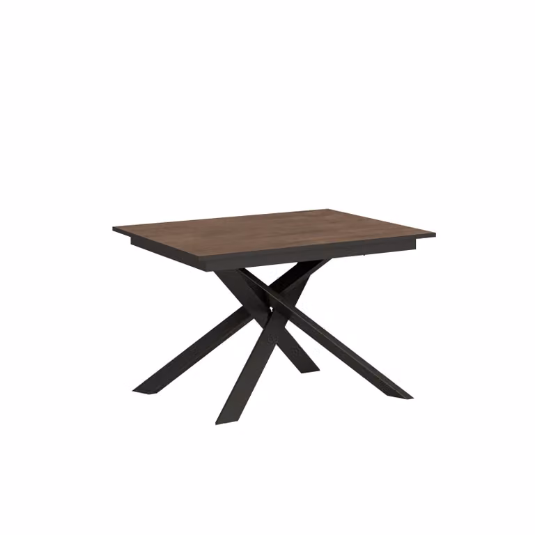 ITYHOME - Tavolo allungabile 120/180x80 cm Ganty noce - bordo antracite telaio e gambe antracite