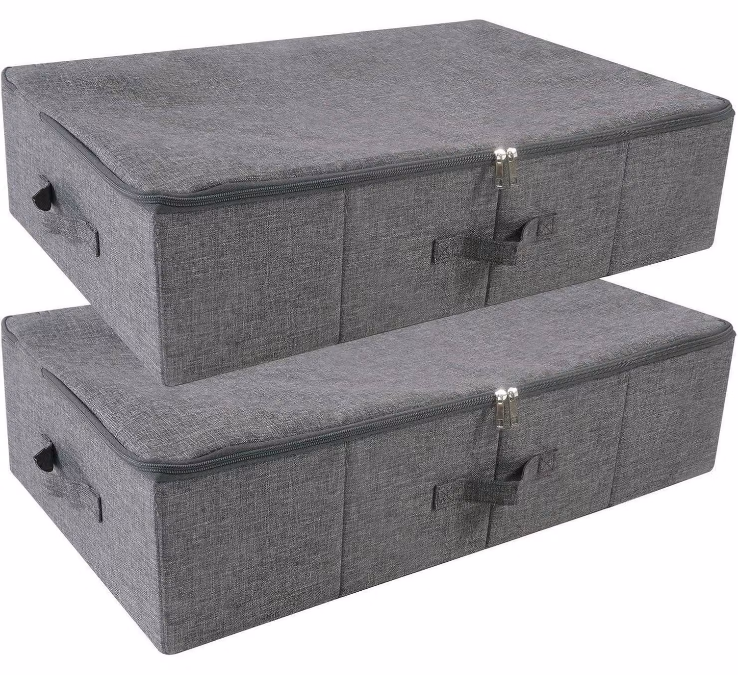 Contenitori pieghevoli per sottoletto, confezione da 2, con cerniera, antipolvere, lavabili, colore nero e grigio, dimensioni 70x40x18 cm