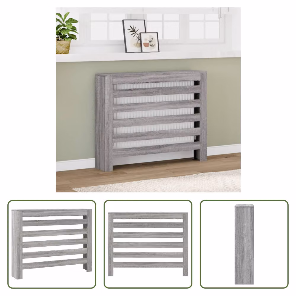 The Living Store Rivestimento per radiatori Grigio Sonoma 104x20x82 cm Materiale a base di legno