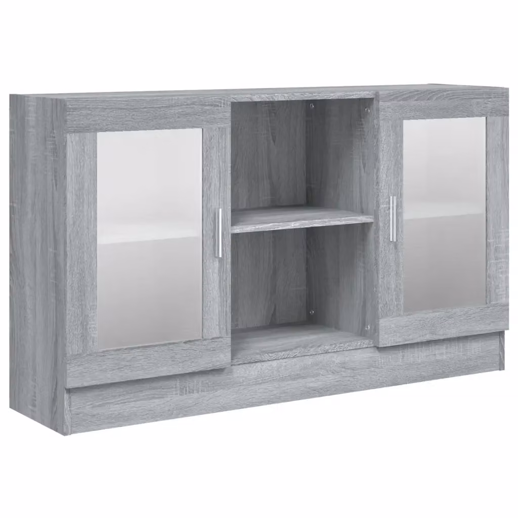 Mobile Vetrina Moderna vidaXL Grigio con Ante in Vetro, L 120 x P 30,5 x H 70 cm – 2