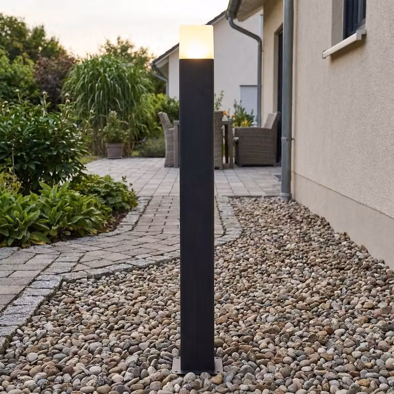 Lampione a palo rettangolare LED, grado di protezione IP44, altezza 50 cm, colore nero/bianco, temperatura di colore 3000 K, flusso luminoso 900 lm