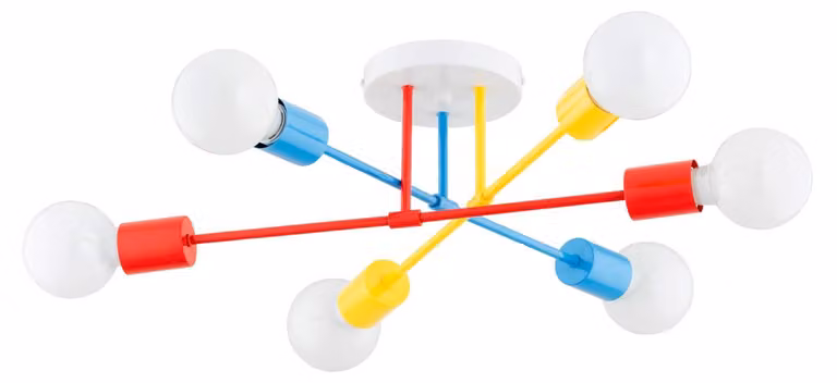 Lampada da soffitto LAVI multicolore 6xE27x15W in metallo, dimensioni: 18x58x58 cm, IP20, Alfa