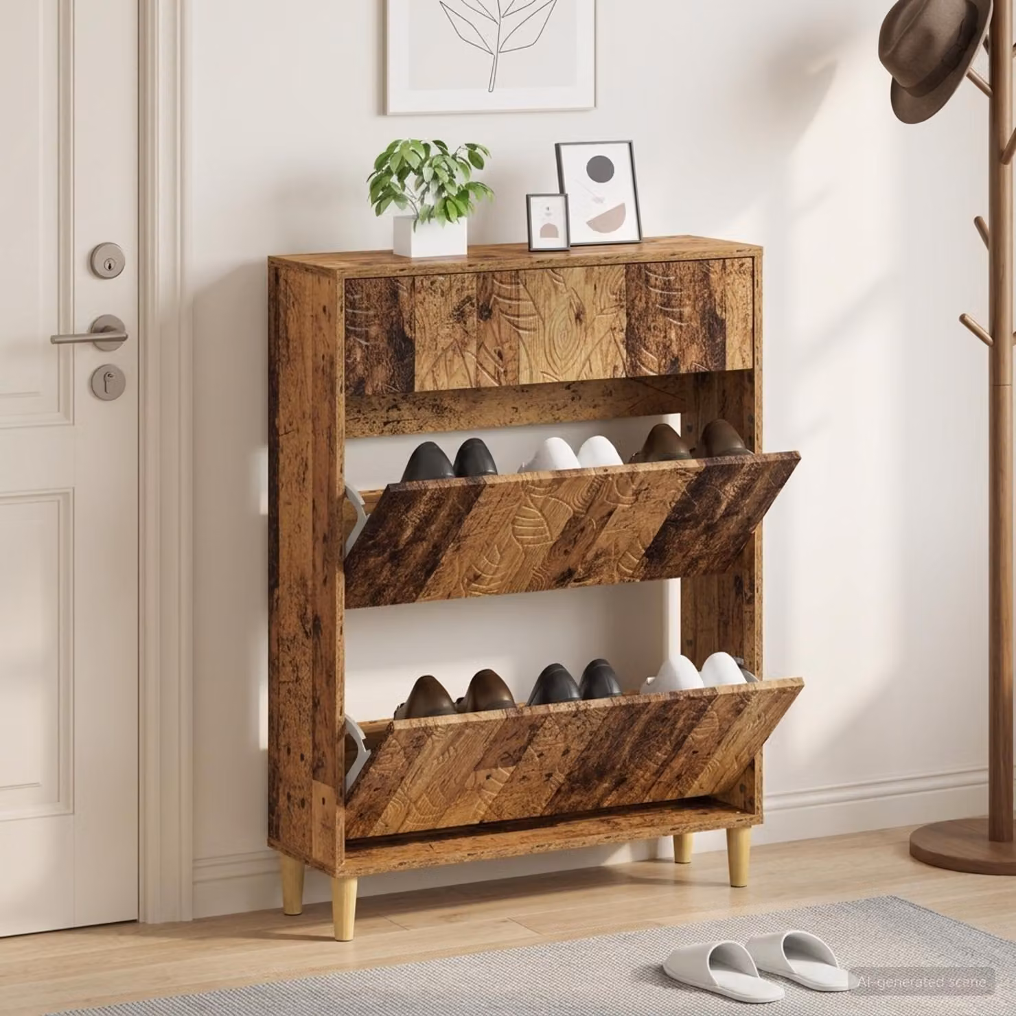 Mobile porta scarpe DELFT vidaXL in legno marrone L 78 cm x P 24 cm x H 103 cm
