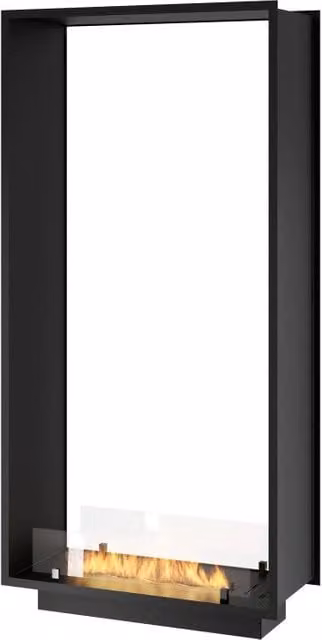 Caminetto a Bioetanolo da Incasso SOLOLED 2Side 1600 Slim Vert con due facciate in Nero Opaco e Bruciatore da 1,2L L: 163,5 cm, P: 83,5 cm, H: 35 cm