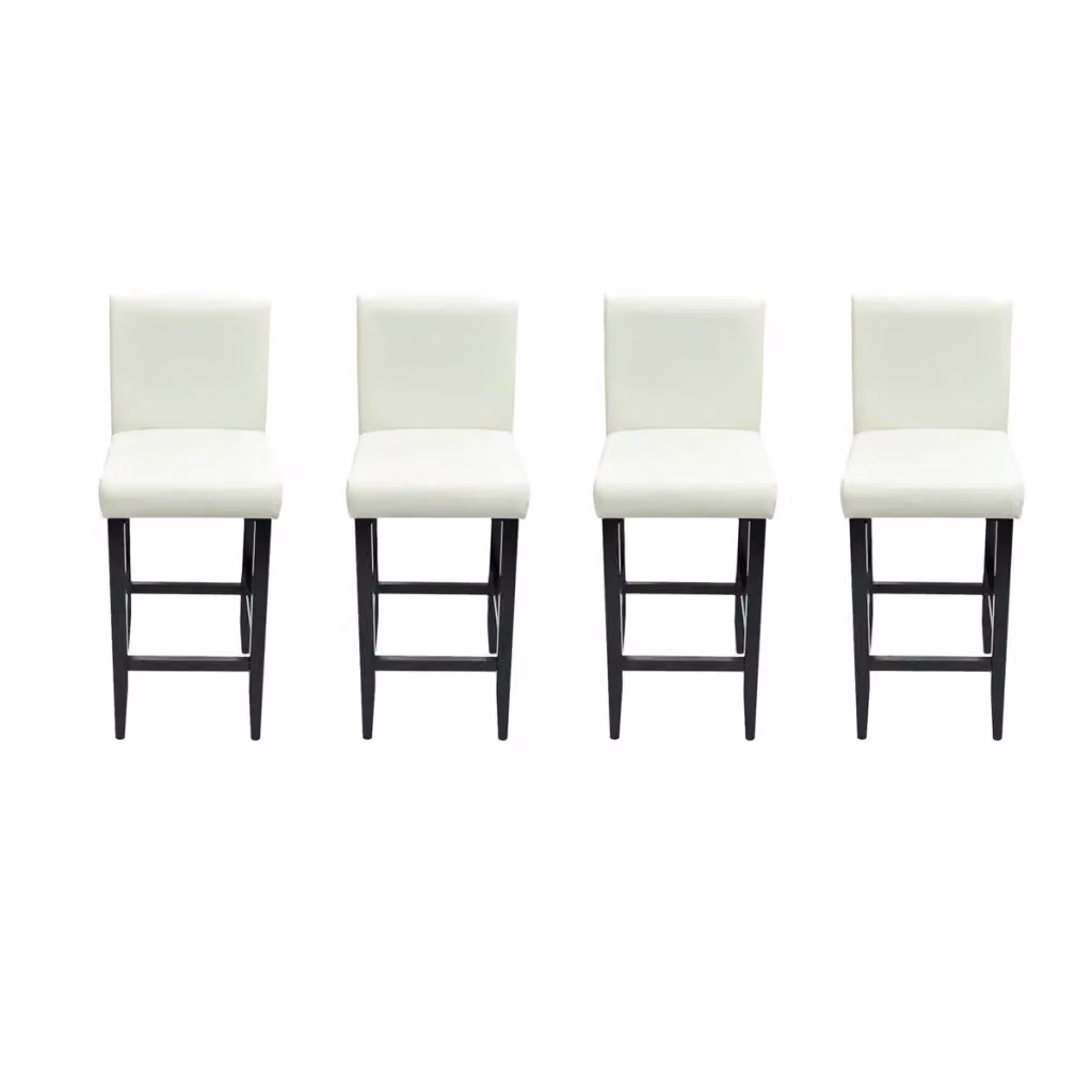 Set di 4 sgabelli da bar vidaXL in similpelle bianca con struttura in legno e metallo – 2