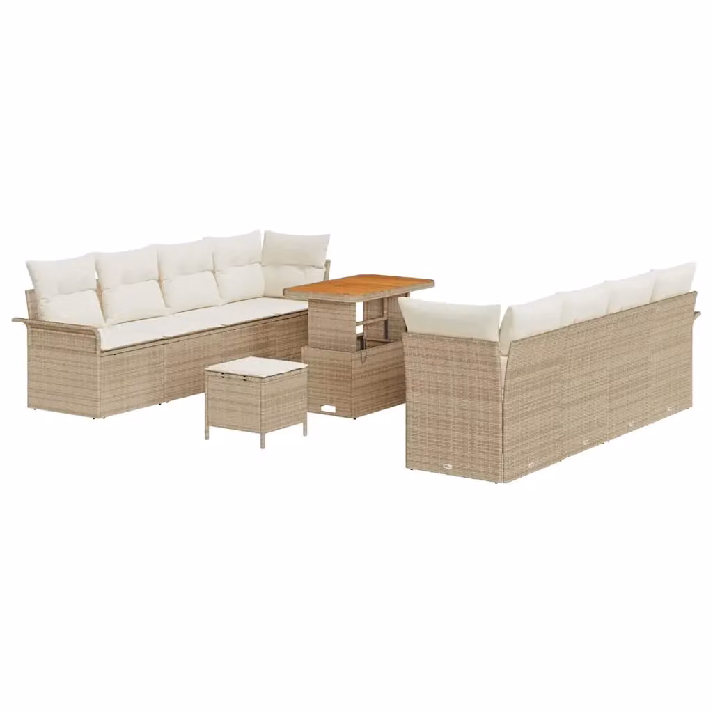 Set Divano da Giardino vidaXL 11 Pezzi Beige con Cuscini e Struttura in Metallo e Polyrattan – 2