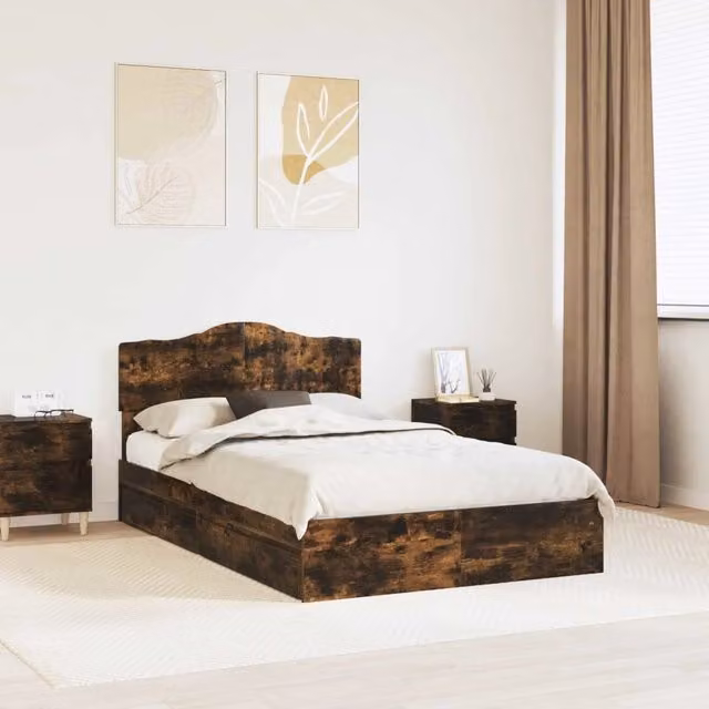 Letto con Contenitore con cassetto Rovere fumé 135 x 190 cm 3413107