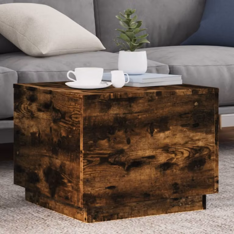vidaXL Tavolino da Soggiorno Moderno in Legno Marrone Rovere L/P/H: 50 x 50 x 40 cm