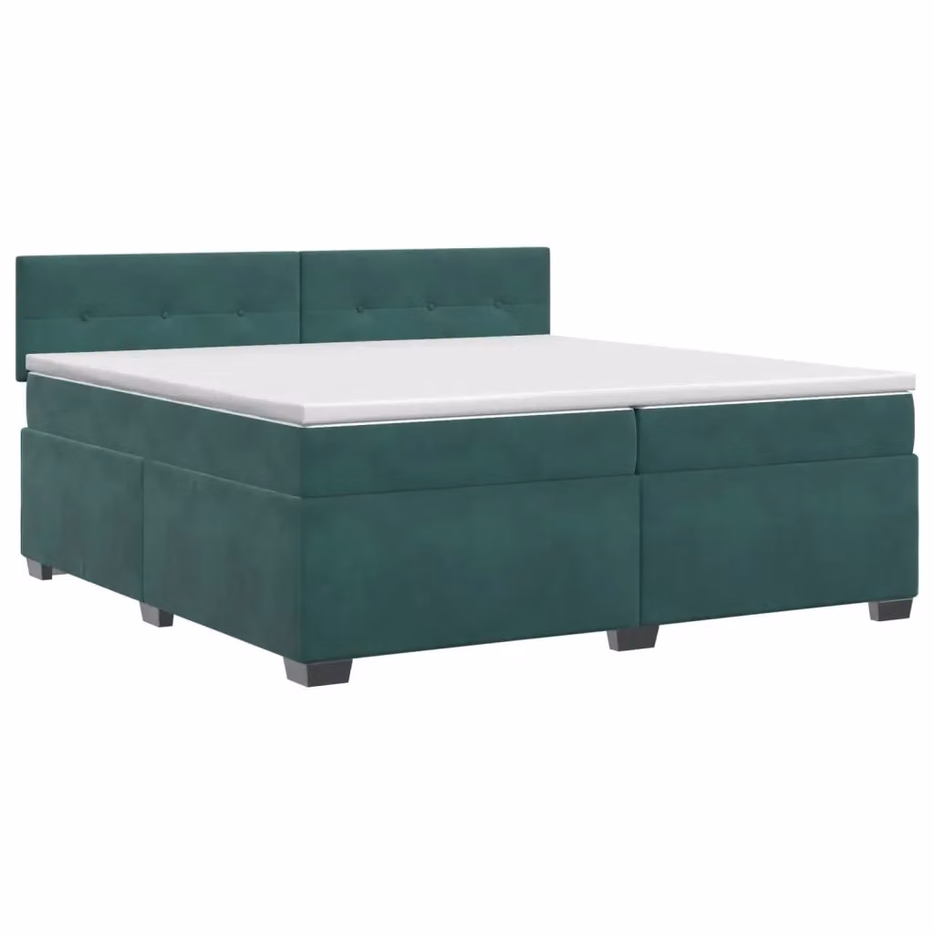 Letto box spring con materasso vidaXL in velluto verde scuro e bianco, base con contenitore a sollevamento, L/P: 200 x 200 cm – 2