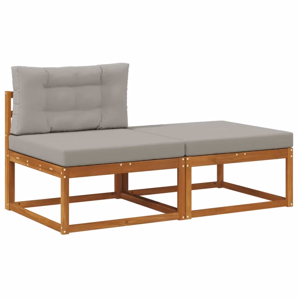 Divano componibile da giardino a L con cuscini DESIGN IN in legno di acacia, colore marrone e grigio – 2
