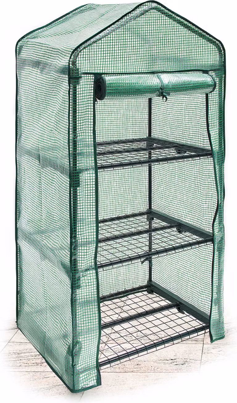 Serra in plastica Relaxdays per balcone 125 x 70 x 50 cm (A x L x P), 3 ripiani, serra per terrazza, serra da coltivazione salvaspazio, verde
