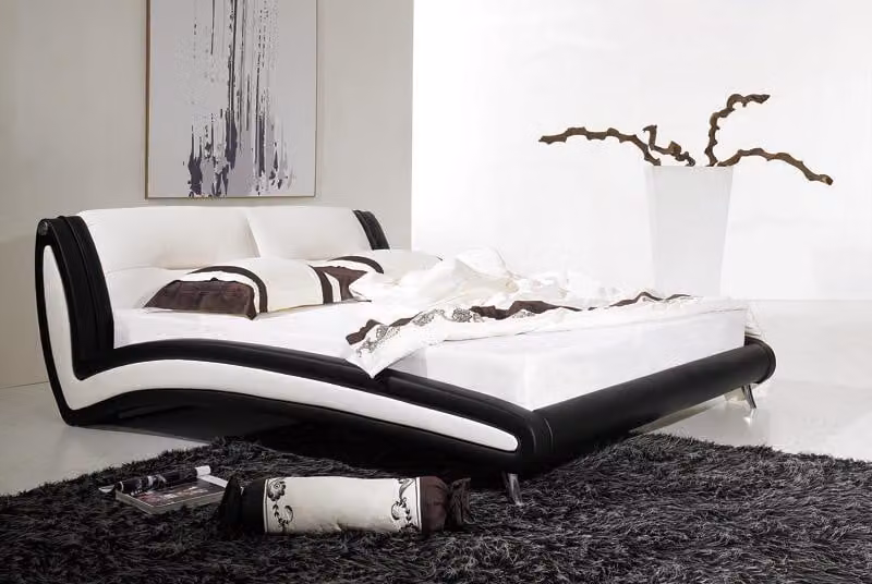 Designer Bett Betten Ehebett Doppelbett Polsterbett Schlafzimmer Lederbett
