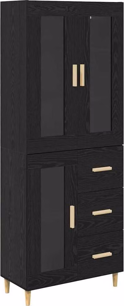 Credenza Rovere Nero 69,5 x 34 x 180 cm Legno multistrato