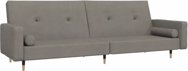Divano letto | Sof¨¤ letto | Letto singolo a 2 Posti con 2 Cuscini Grigio Chiaro in Velluto