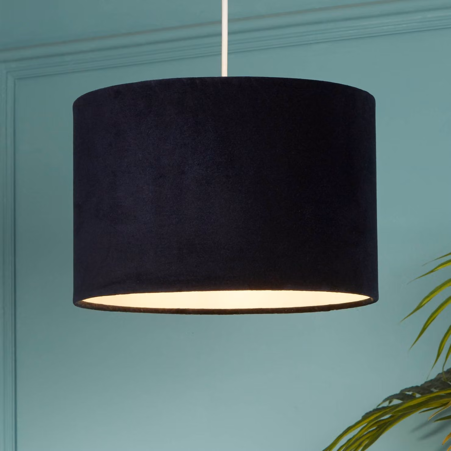 Searchlight Lampada a sospensione Mersana, dimmerabile, Blu, Soggiorno / Sala da pranzo, Tessuto / Stoffa / Seta, Scandinavo, Lampada a sospensione