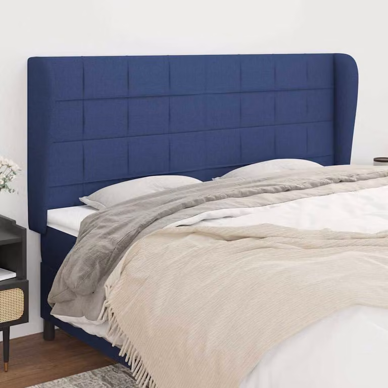 Testiera ad orecchio vidaXL in tessuto blu L: 203 cm, P: 23 cm, H: 118 cm