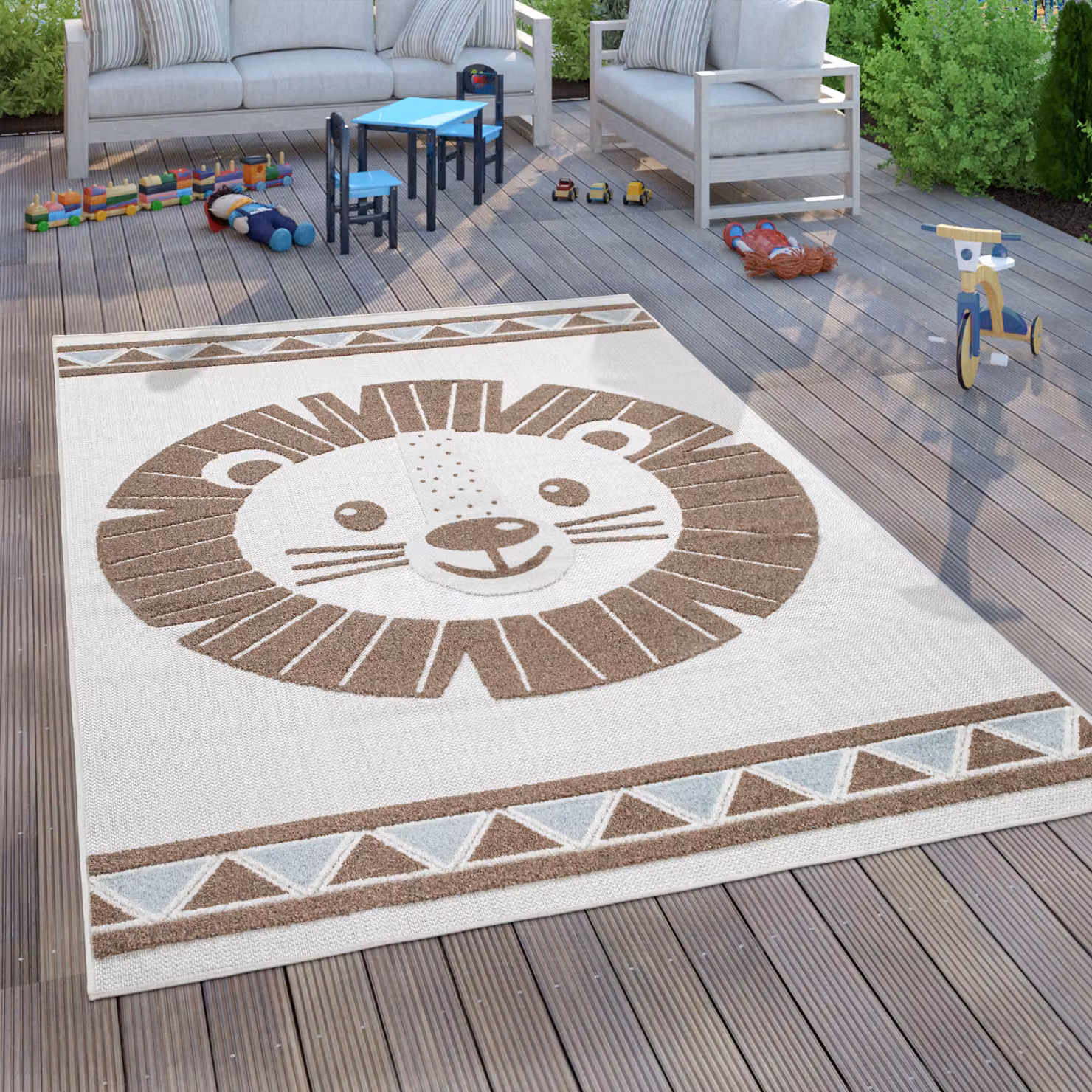 Tappeto per bambini Twitara beige e bianco per interno ed esterno L: 200 cm, P: 140 cm – 2