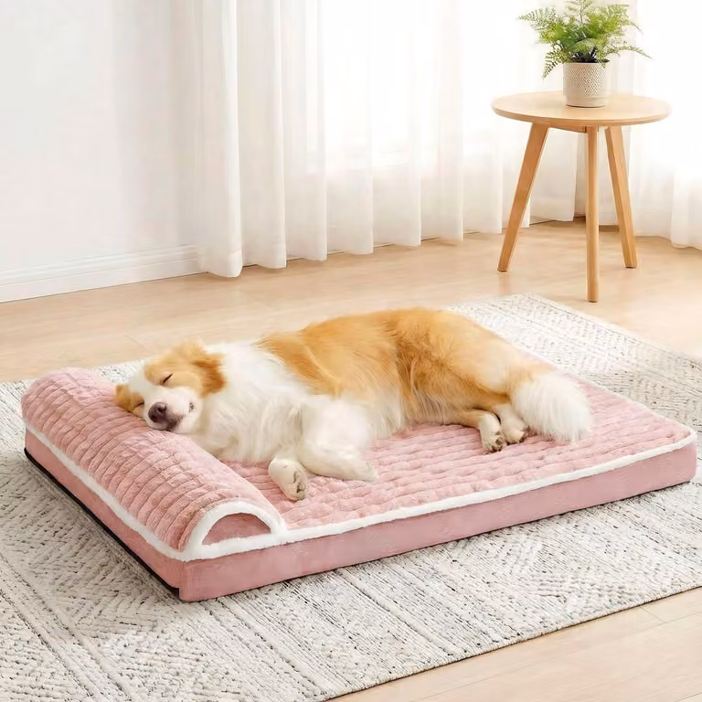 Cuccia ortopedica per cani con cuscino, 106x71 cm, rosa, spessore 9 cm