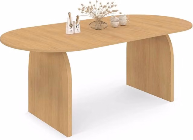 IDMarket - Tavolo da pranzo ovale japandi allungabile EDITH 6-10 persone in faggio effetto legno 160 - 200 cm