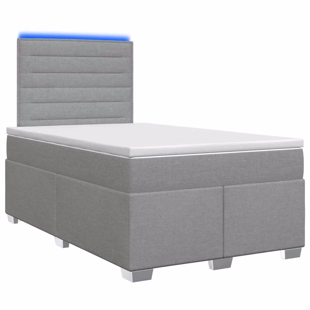 Letto box spring con materasso vidaXL in tessuto Grigio, con base contenitore a sollevamento, illuminazione sottostante e porta USB, L/P: 120 x 200 cm – 2