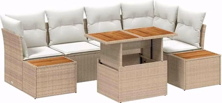 Set Divano da Giardino 10 pcs Beige Poly Rattan