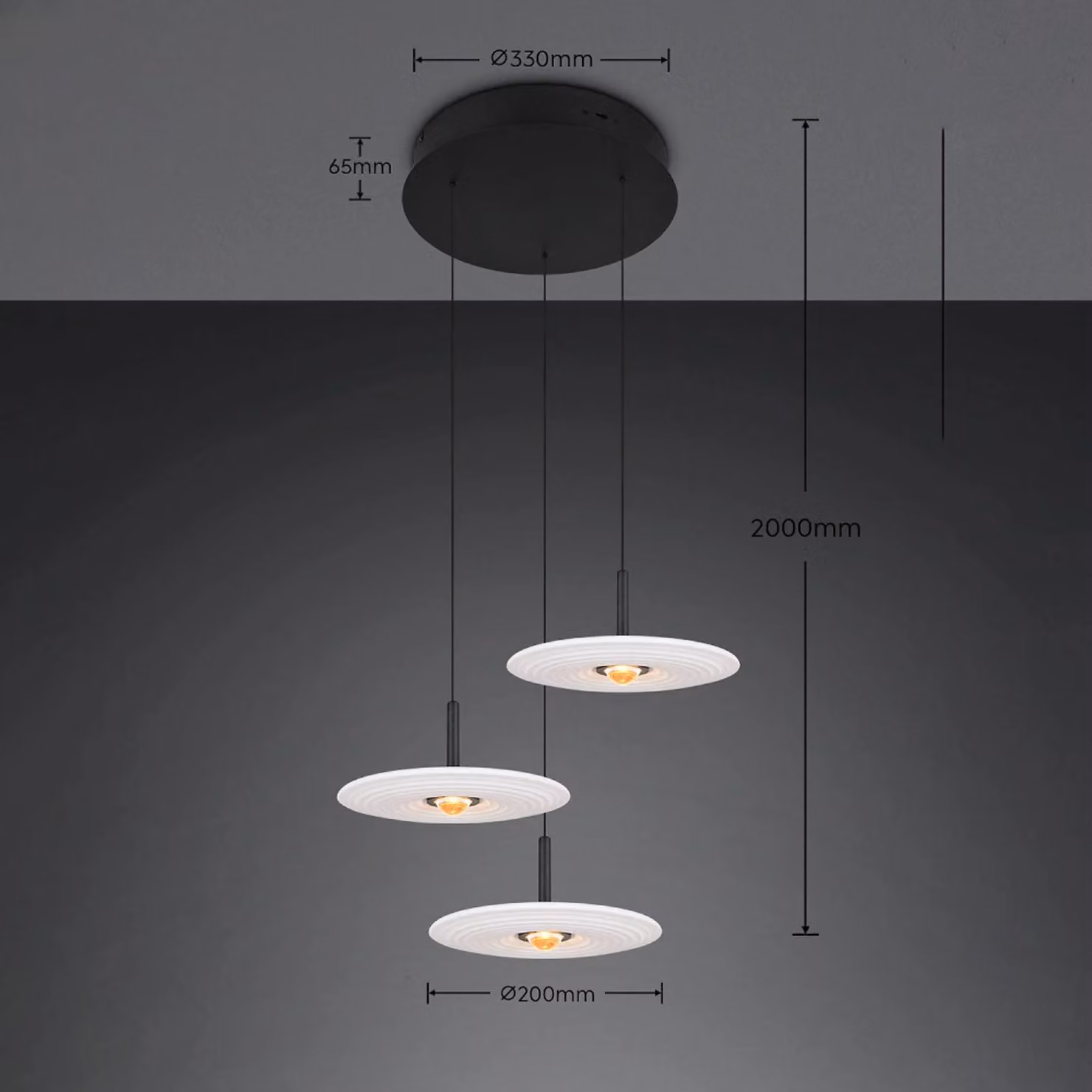 Trio Lighting Lampada a sospensione Sirena, dimmerabile, Bianco / Opale, Soggiorno / Sala da pranzo, Metallo, Lampada a sospensione