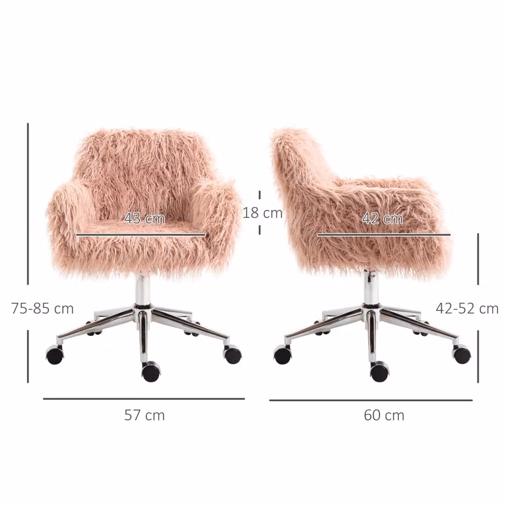 Sedia da Ufficio WISHDOR Rosa con Schienale Ergonomico, Ruote e Braccioli, L/P/H: 57 x 60 x 120 cm – 2