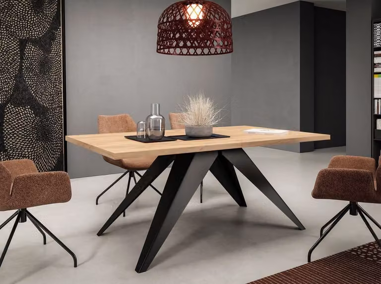 Tavolo da pranzo allungabile 140x80 cm EDGAR - rovere kraft oro / nero