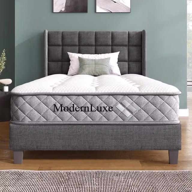 Letto imbottito singolo con materasso ¨C Minimal ¨C Beige tessuto 90x200 cm testiera con funzione di ricarica USB Type-C