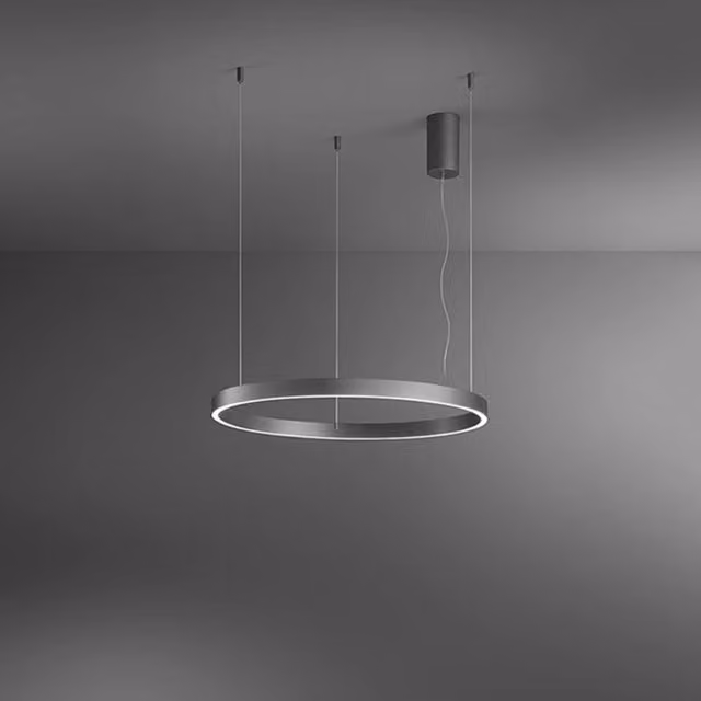 Lampada a sospensione moderna Perenz Illumina in metallo e silicone grigio con LED da 72W 3000K luce bianco caldo