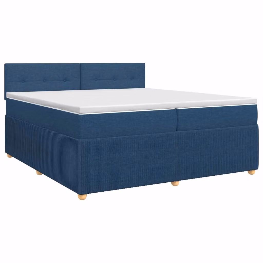 Letto box spring con materasso vidaXL in tessuto blu e bianco con base a sollevamento L/P/H: 200 x 200 x 100,5 cm – 2