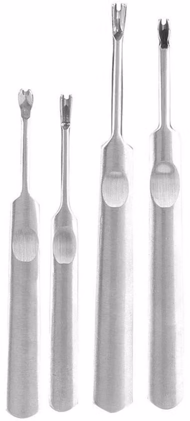 Set di utensili in acciaio inossidabile per la lavorazione della pelle - 4 pezzi - Forma a V / Forma a U - Ideale per la lavorazione della pelle - Utensili realizzati a mano