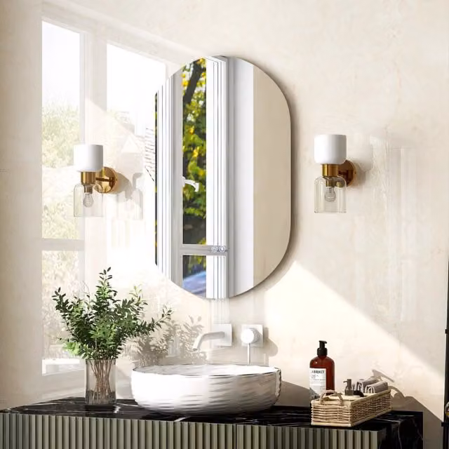 Specchio da bagno ovale DESIGN IN con luce LED dimmerabile e comando touch, antiesplosione, L: 80 cm, H: 50 cm