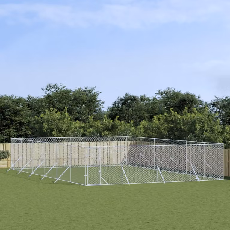 The Living Store Cuccia per cani da esterno Silver 8x12x2 m Acciaio zincato