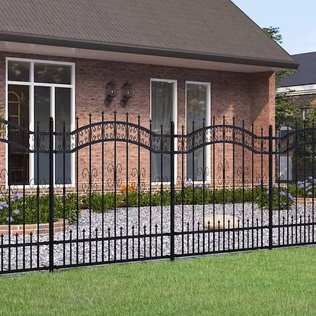 Recinzione da giardino vidaXL in acciaio con punta a lancia nera, L: 240 cm, H: 125 cm – 1
