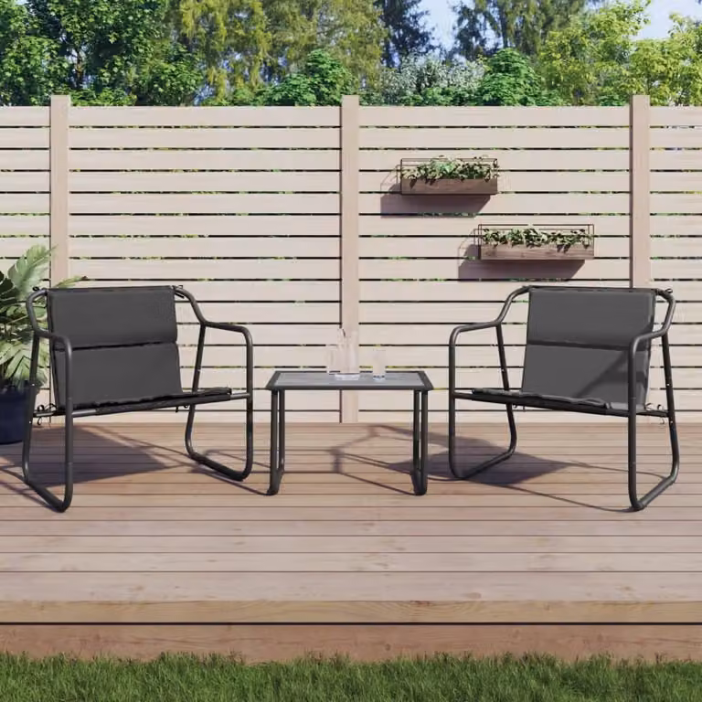The Living Store Set da giardino 3 pezzi con cuscini in acciaio antracite